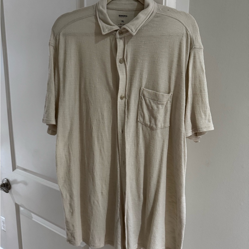 Sonoma Men's Beige Casual Button Down Shirt NWOT